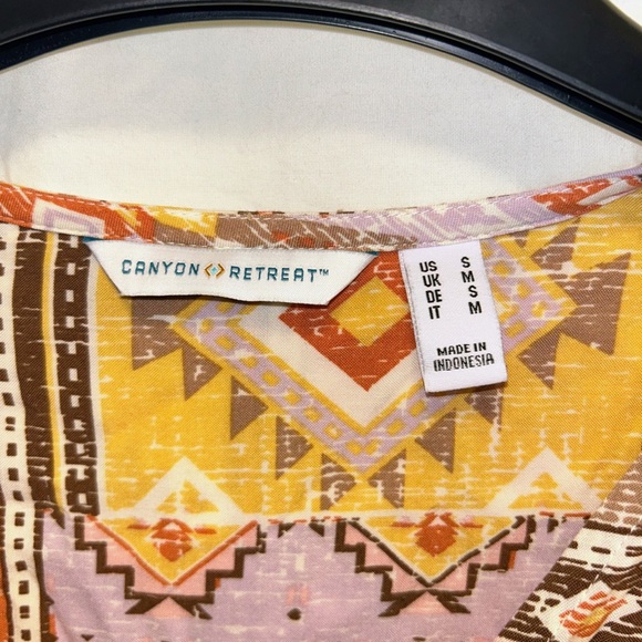 Canyon Retreat Mesa Woven Printed Tiered Midi Dress Size Small - Picture 3 of 6